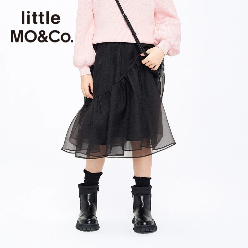 little moco童装女童不规则半裙欧根网纱裙蓬蓬裙洋气#KBB1SKT023