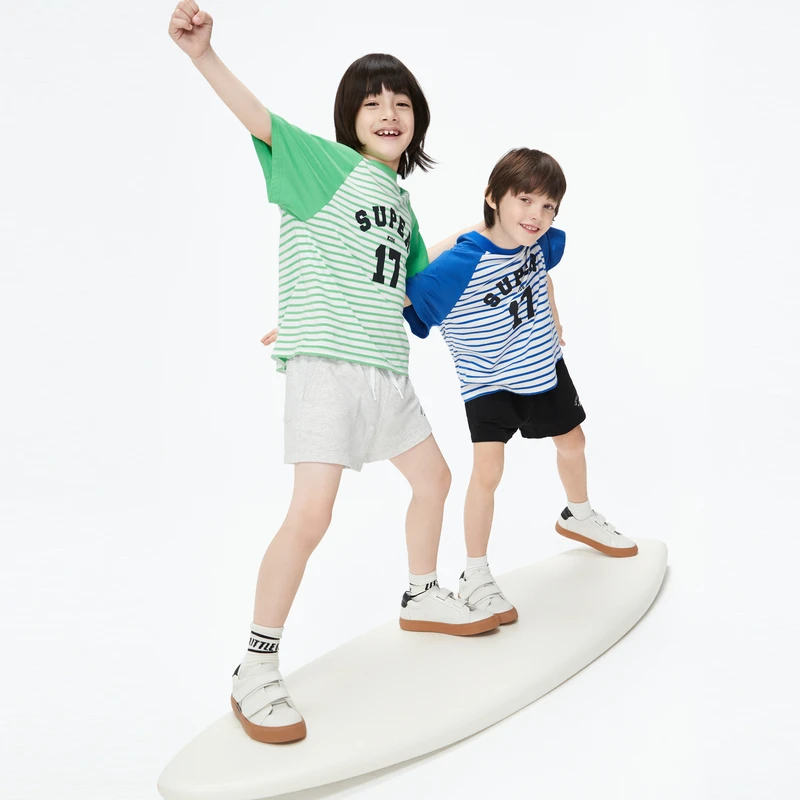 little moco童装夏装新款男女童运动风松紧腰短裤#KBC2SOTT07