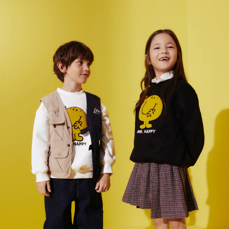 little moco童装奇先生妙小姐系列男女童加绒长袖卫衣#KBB4SWST04