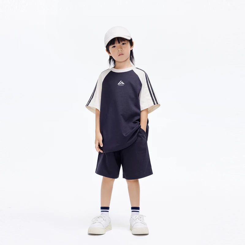 littlemoco童装夏季男女童高能感两件套装运动T恤短裤#KBD2SUT003