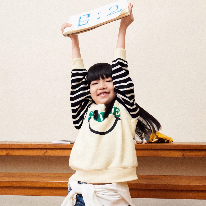 littlemoco童装秋装新款男女童假两件长袖套头卫衣#KBB3SWST13