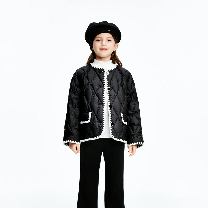 littlemoco童装24冬女童男童安心绒小香风轻薄羽绒服#KBD4EINT06