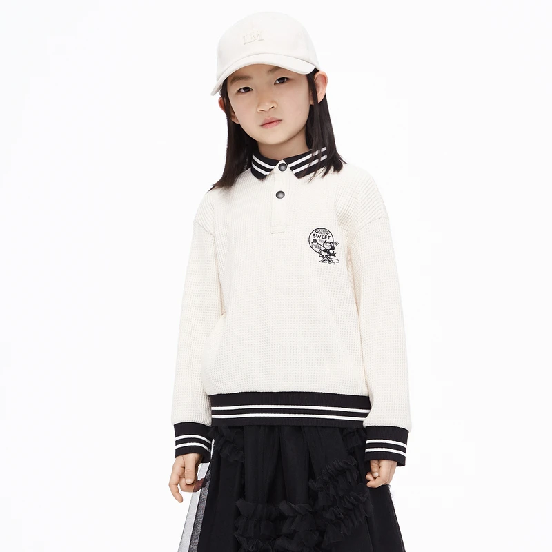 littlemoco童装冬新款男女童华夫格长袖卫衣#KBC4SWS009