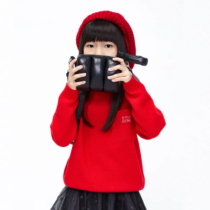 纯羊毛littlemoco童装冬季红色毛衣男女童新年针织衫#KBB4SWT018