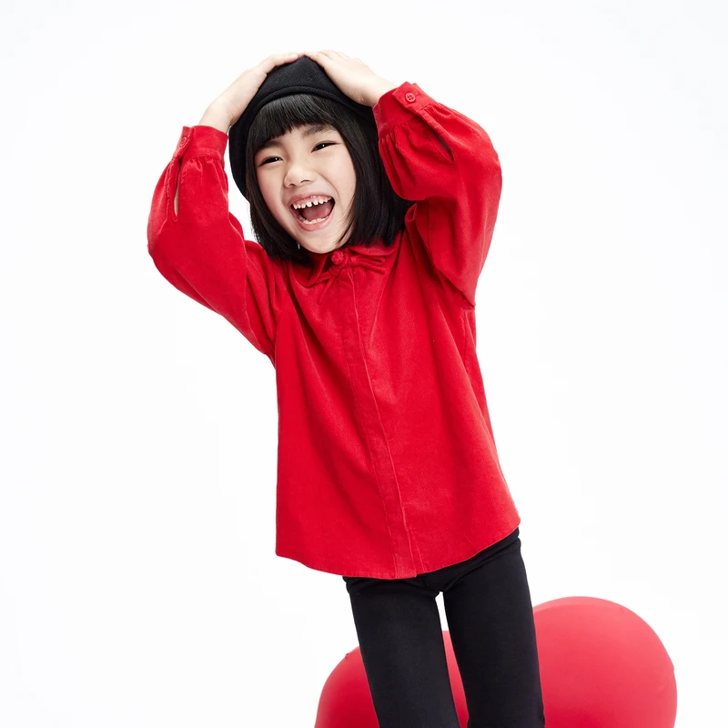 littlemoco童装秋冬季女童灯芯绒娃娃领衬衫休闲时尚#KBC4SHT001