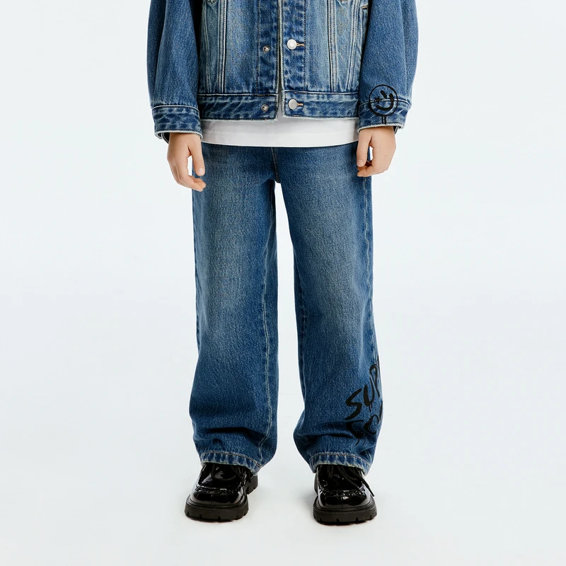 littlemoco童装新款男女童牛仔裤直筒长裤#KBD3JEN024