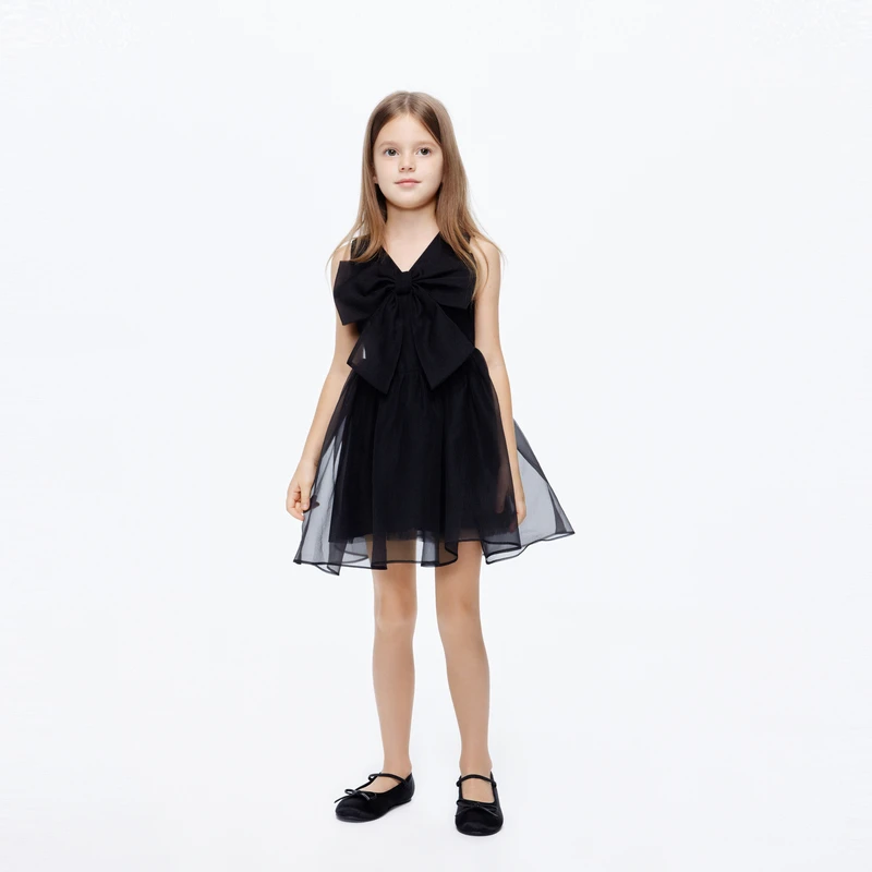 littlemoco童装夏装新款女童蝴蝶结派对无袖连衣裙#KBD2DRS042