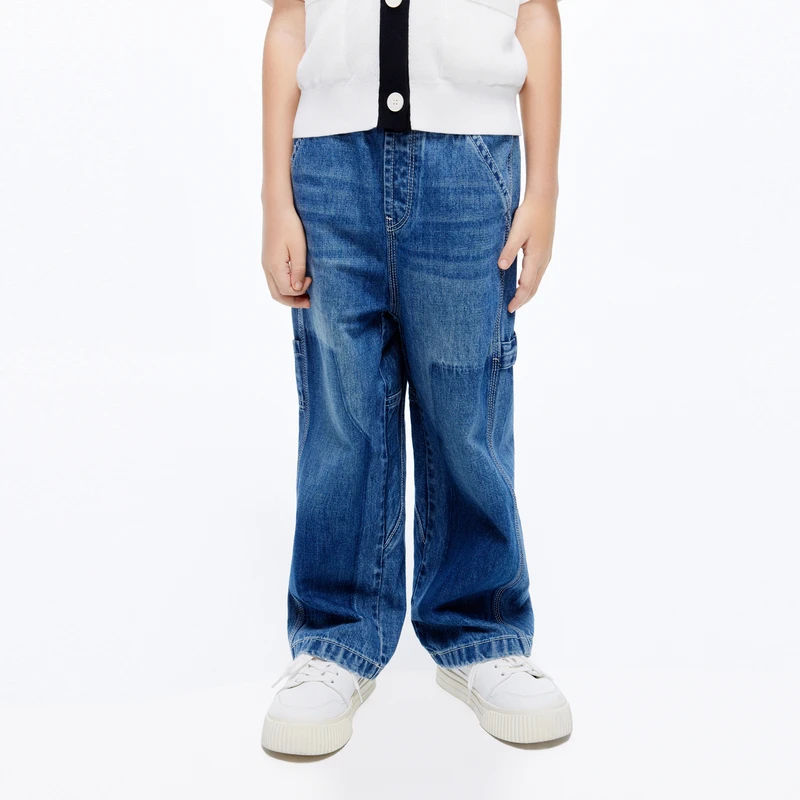 littlemoco童装夏装新款男童亲子装直筒牛仔裤#KBD2JEN010