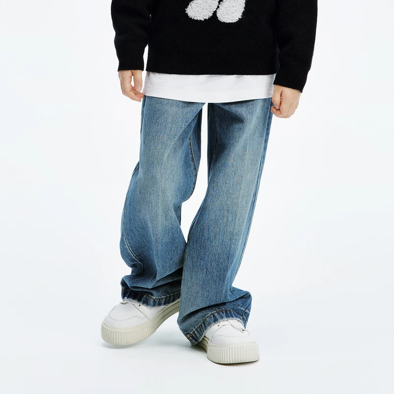 littlemoco童装24秋新款男女童牛仔长裤直筒裤子#KBD3JEN007