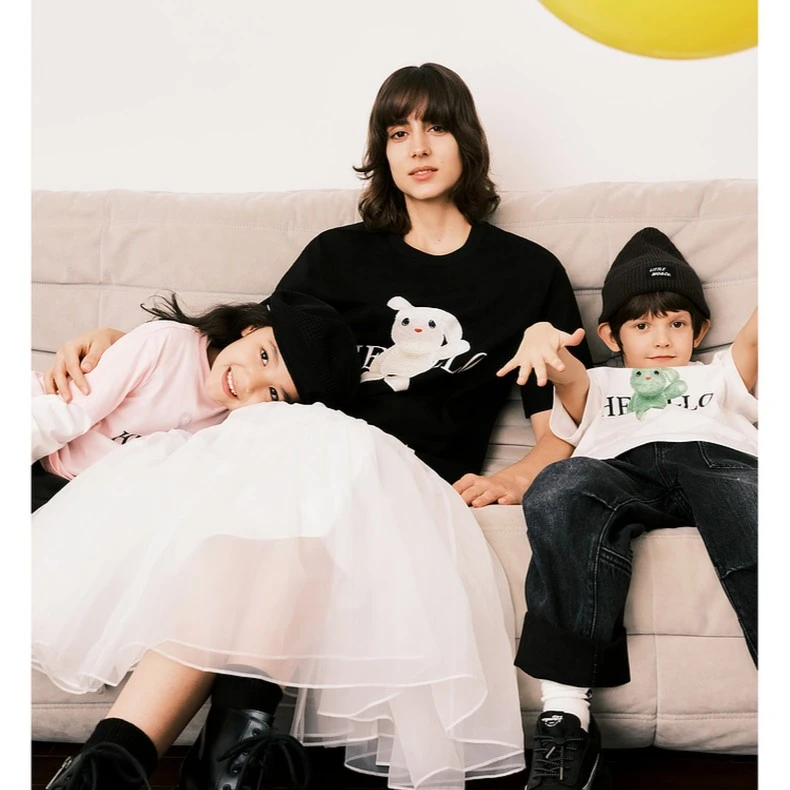 亲子-littlemoco童装男女童短袖T恤萌娃圆领上衣#KBC1TEET17