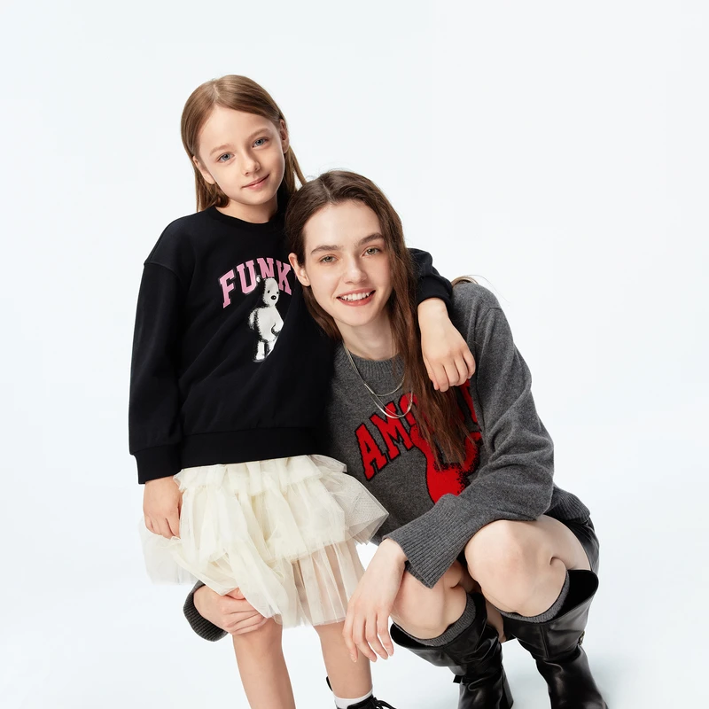 littlemoco童装24秋新款男女童圆领套头印花长袖卫衣#KBD3SWST09