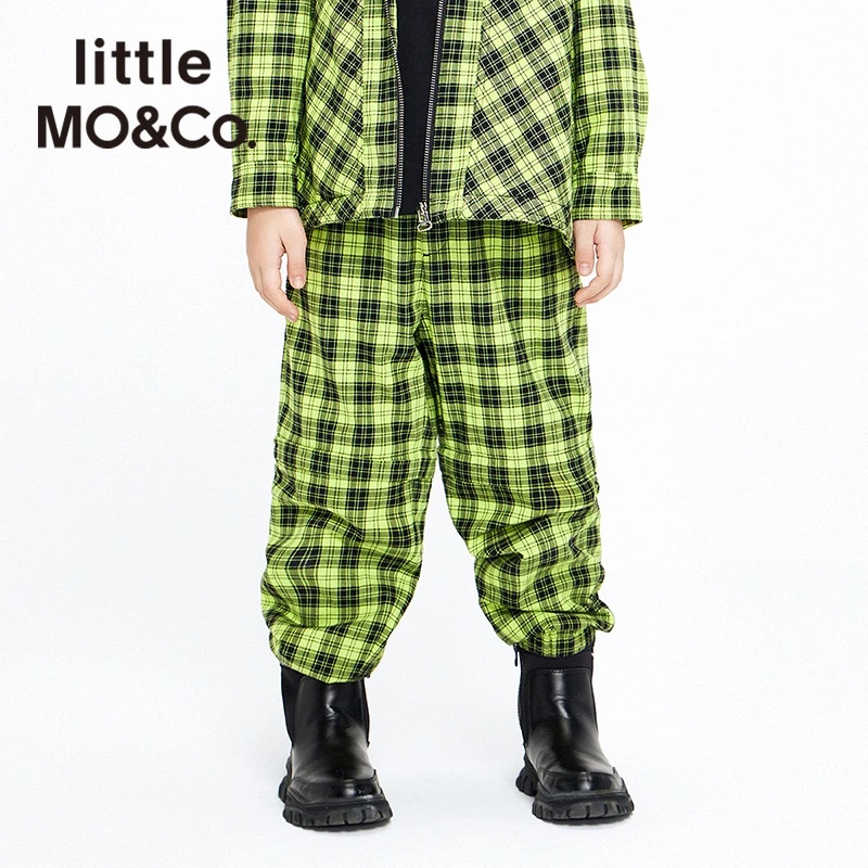 little moco童装格纹休闲裤春季欧美风户外格子长裤#KBB1PAT011