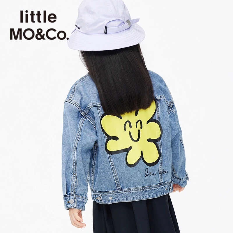 little moco童装春秋季男女童牛仔夹克外套时尚印花#KBB1JKTT14