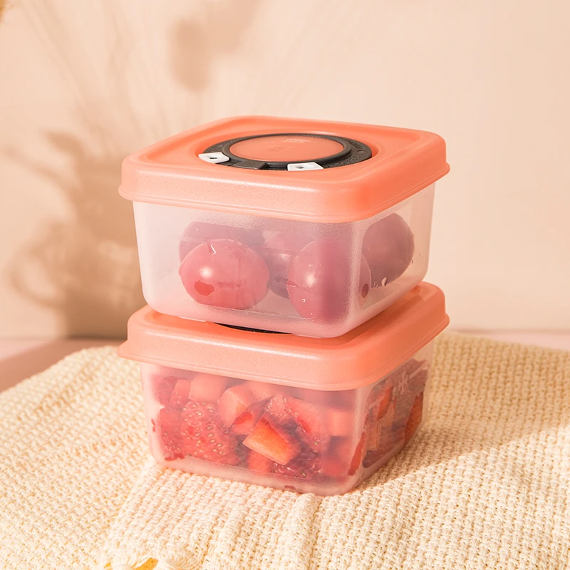 精铸时空溯源小鲜盒粉白200ML日期记录冷冻冷藏密封保鲜