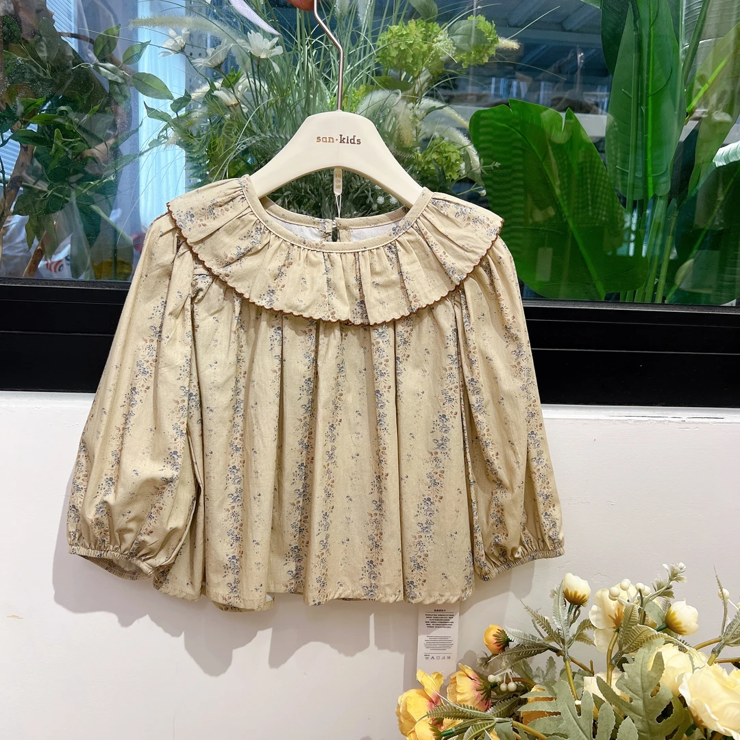 【福利款】66062长袖上衣 女童 洋气复古碎花娃娃领 长袖娃娃衫