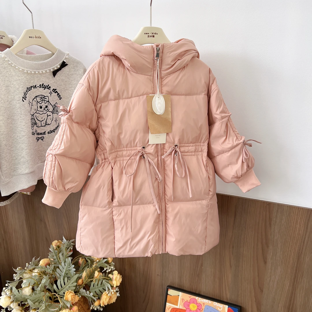 【羽绒服】9321（粉色）外套 女童简约百搭 纯色连帽羽绒服