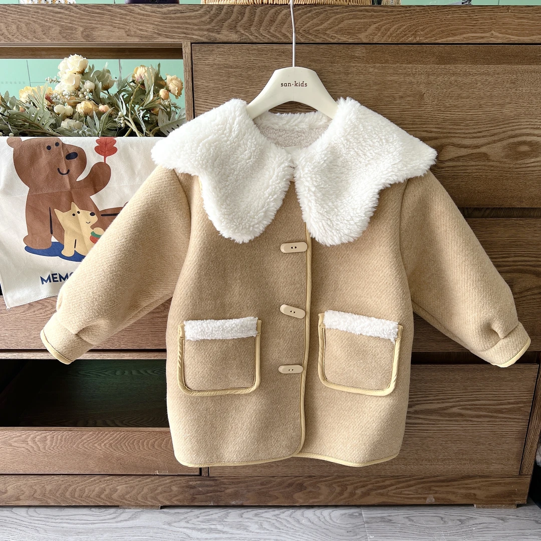 【断码福利 毛呢外套 内里加毛】6652洋气百搭  大翻领口袋呢子衣服