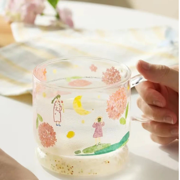 H197 粉色绣球花玻璃高脚杯