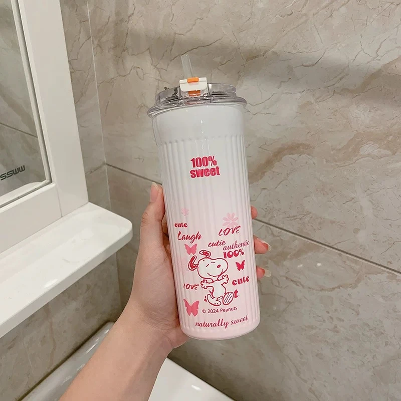 F374 吸管保温杯316内胆蜜桃粉500ml