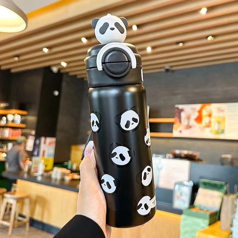 XA230 随手胖达学生可爱熊猫保温黑色550ml