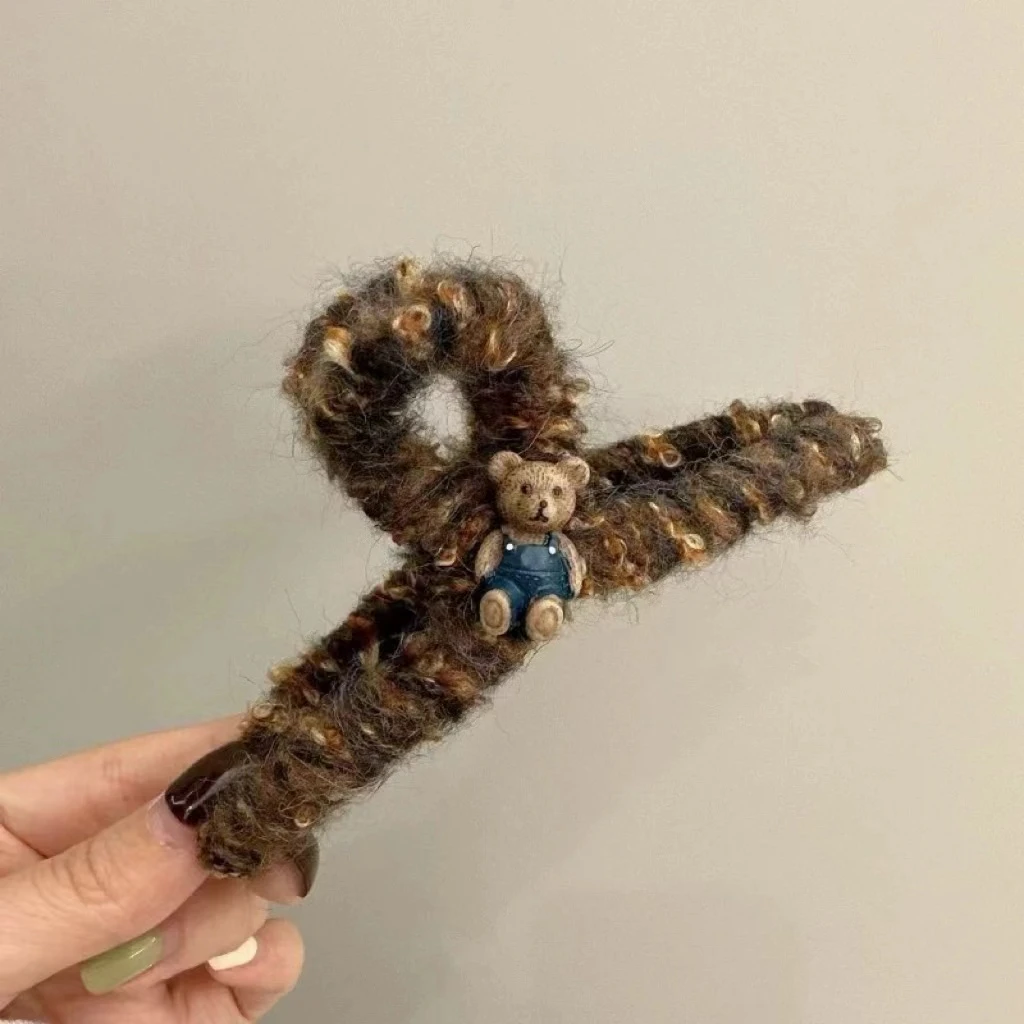 XB436 秋冬毛绒抓夹ins风简约大号小熊抓夹