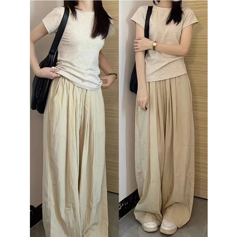 百搭正肩短袖T恤女夏季基础款修身显瘦遮肚子辣妹纯色不漏腰上衣