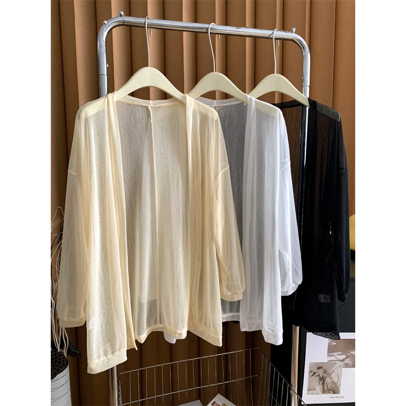 大码胖mm夏季防晒开衫外套女士外搭薄款网纱外披肩空调罩衫针织衫