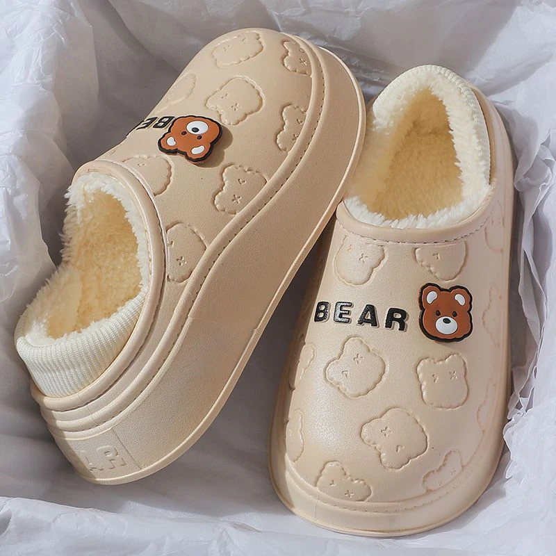 棉拖鞋女士冬季2025新款室内居家厚底加绒保暖防水包跟外穿棉鞋女