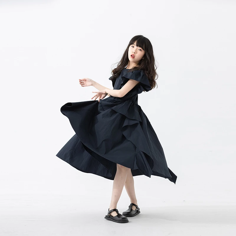 小小大星球童装 名媛大牌范气质连衣裙 夏日女童不规则生日公主裙