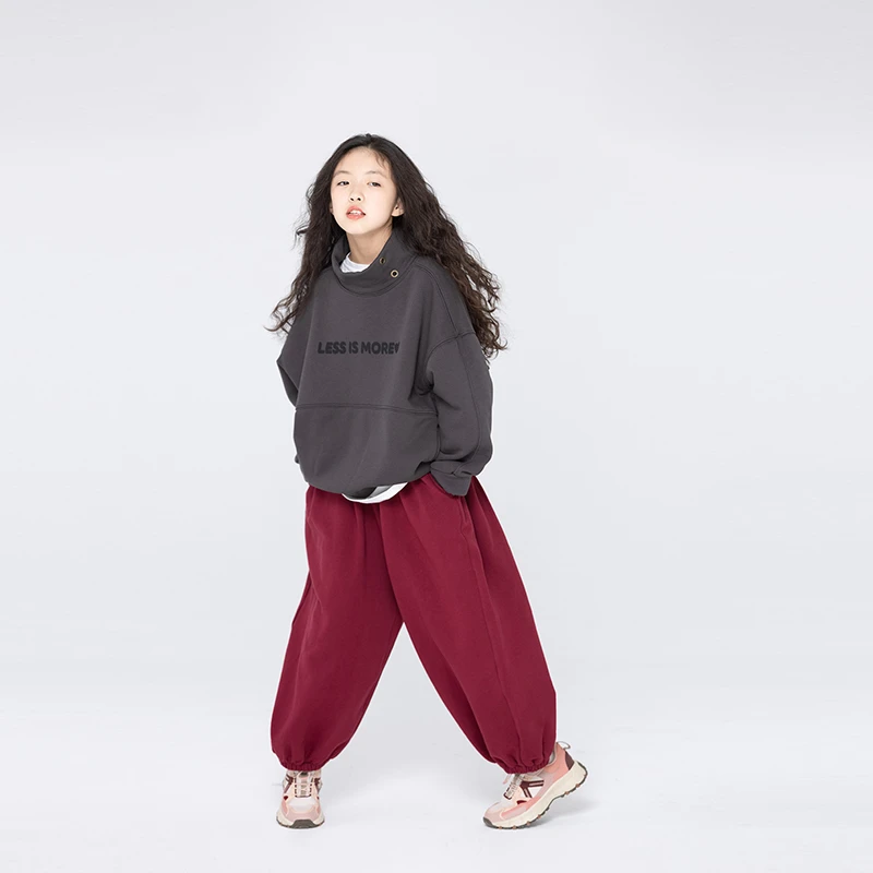 小小大星球童装 休闲运动高领加绒厚款卫衣 男女童英文印花宽松衣