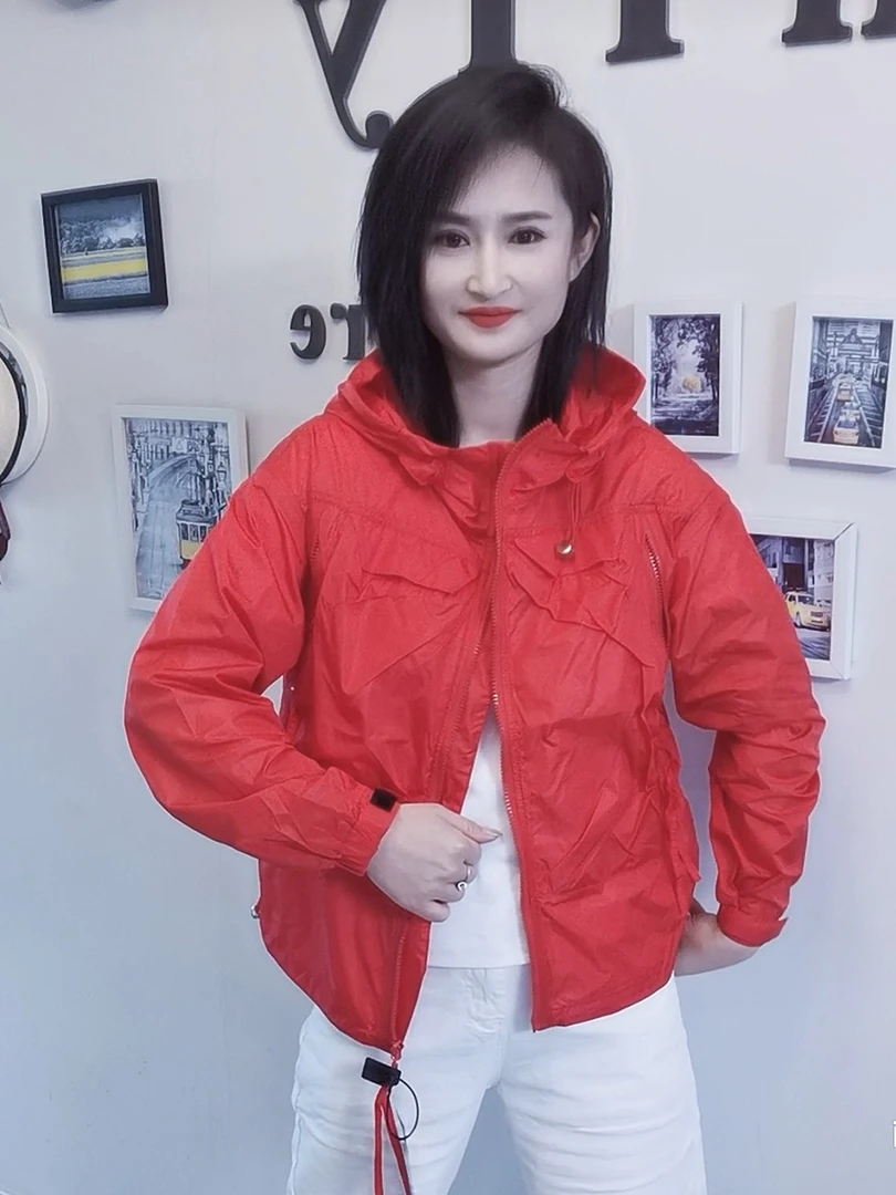 涵范＋新款0182网红休闲长袖连帽双兜拉链时尚百搭宽松洋气薄款