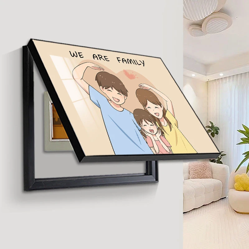 一家人电表箱免打孔无痕艺术家居餐厅挂画电闸箱高级家居饰品