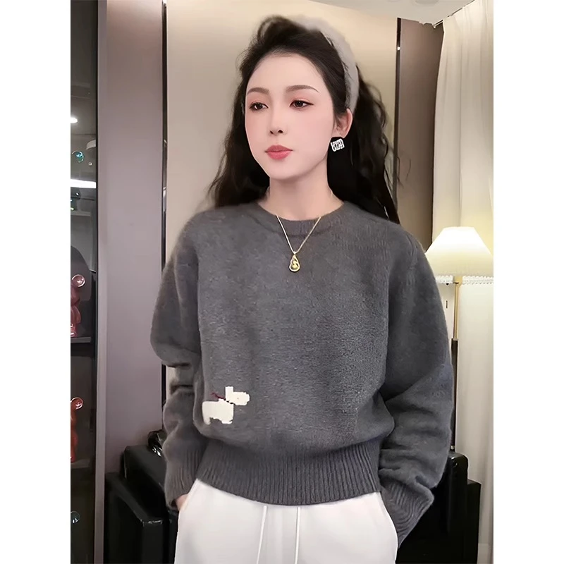 奶fufu慵懒宽松套头毛衣女秋冬2025新款百搭显瘦小个子针织衫上衣