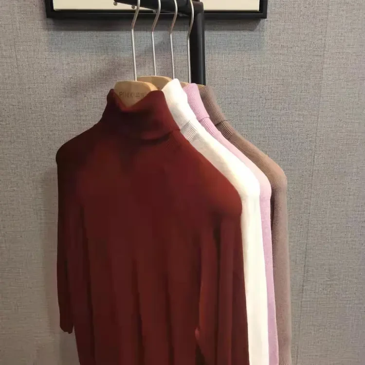 女士多色百搭高领中袖针织衫