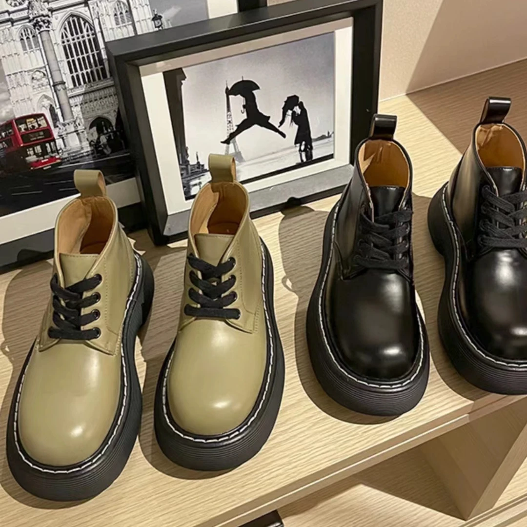 英伦风马丁靴春秋款厚底大头鞋