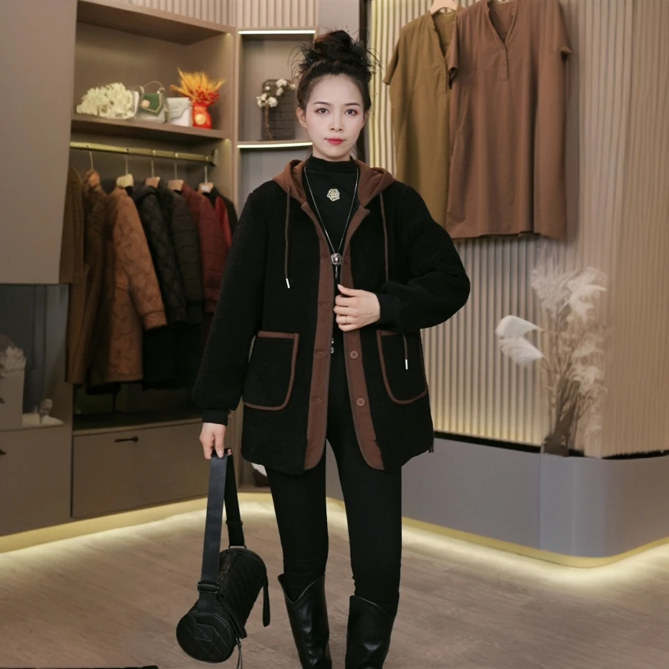 秋冬洋气时尚加厚宽松连帽棉衣短款加绒棉服1831