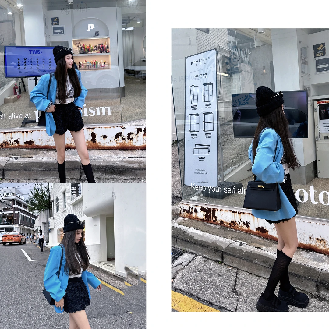 21DEGREES 白色开衫/粉色蝴蝶扣开衫/灰色长袖米色背心两件套