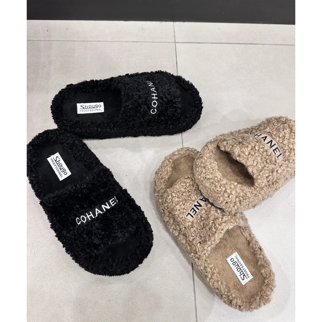 21 DEGREES  秋季新款时尚百搭复古舒适厚底洋气毛毛拖