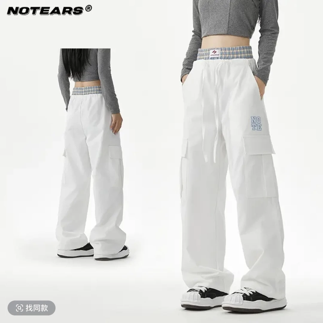 NOTEARS/没有眼泪假两件双腰头阔腿休闲裤K535