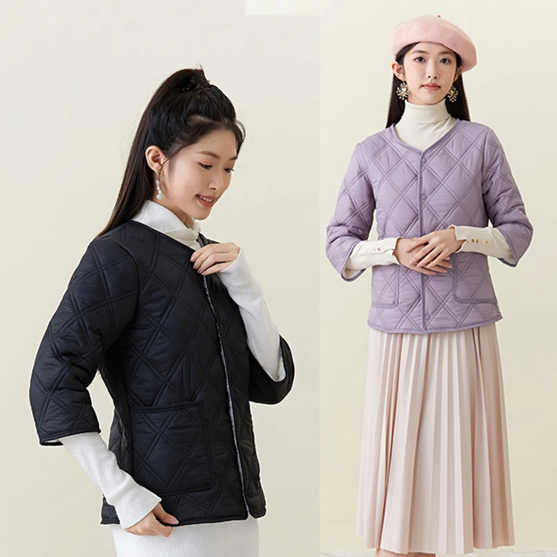 大码女装秋冬修身棉衣保暖棉服内穿百搭加厚短款棉衣中老年防寒服