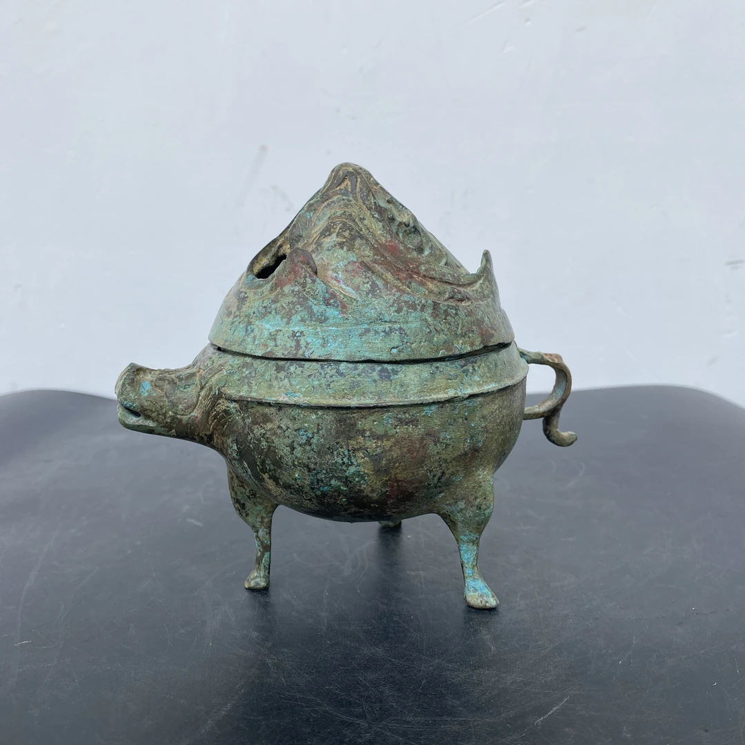 博杰仿古青铜器工艺品 兽头熏香炉   檀香  蚊香茶几客厅摆件