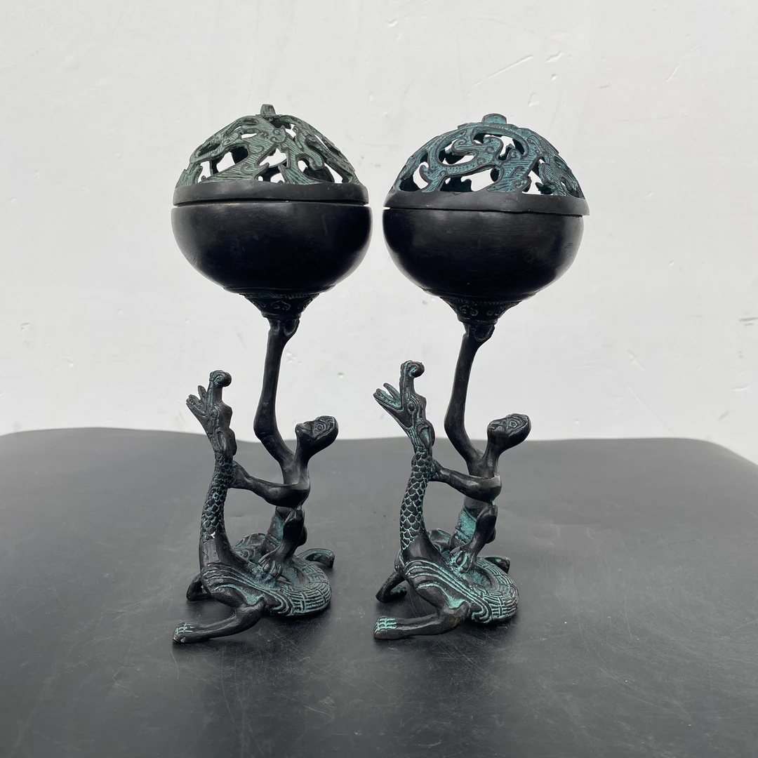 博杰仿古青铜器【纯铜降龙博山炉】手工艺品复古摆件香炉  熏香