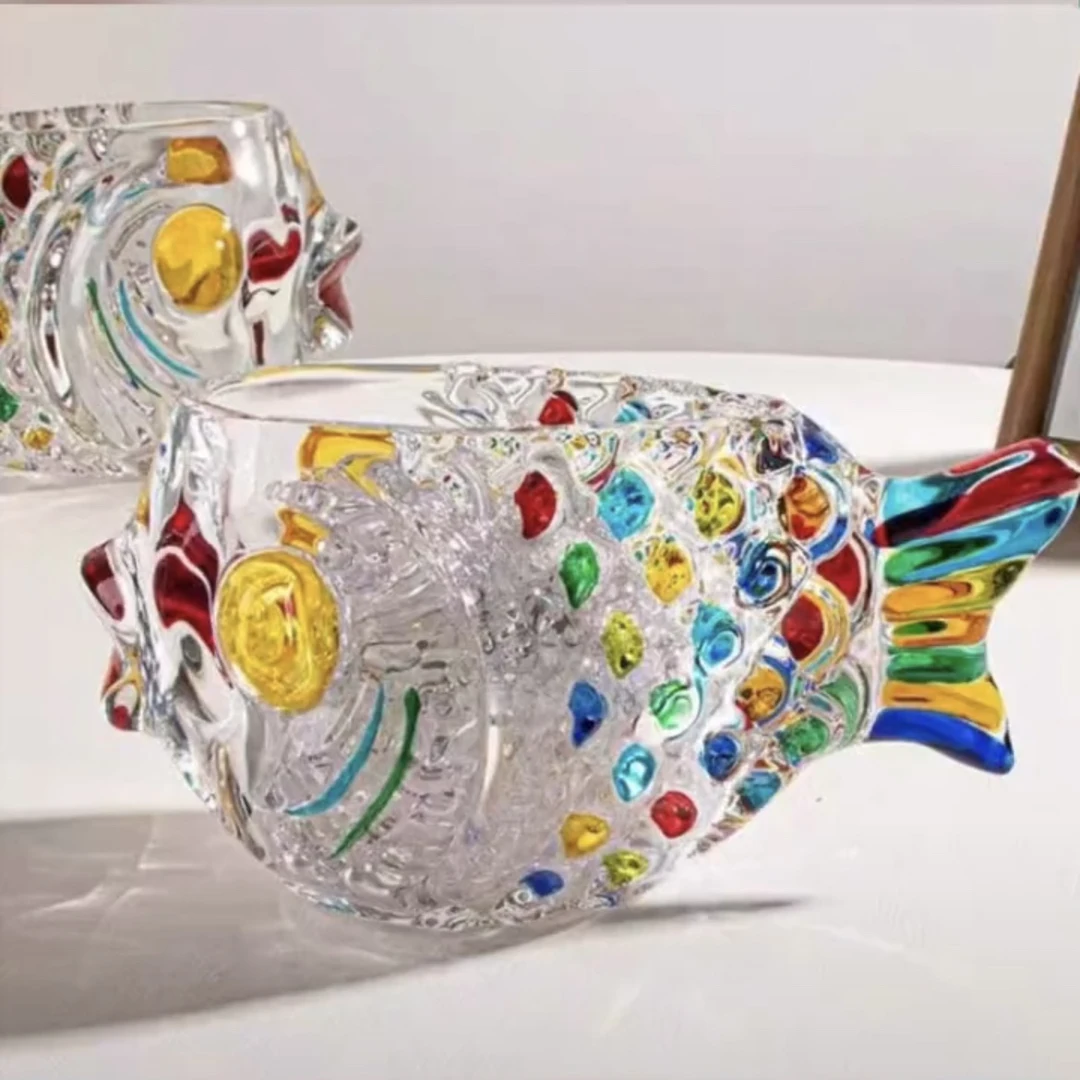 小号鱼形器皿创意水培绿萝花器桌面摆件客厅养育彩绘器皿