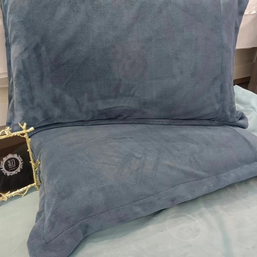 【一对】床上用品 牛奶绒纯色枕套学生加厚双面毛绒 绒面枕套宿舍