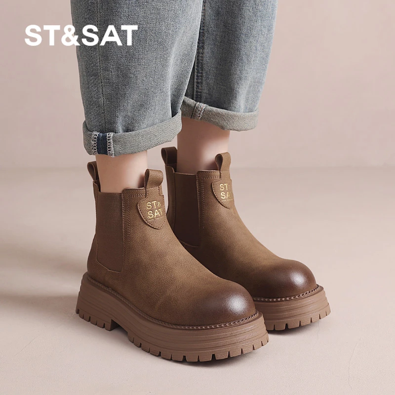 St&Sat/星期六马丁靴高跟鞋女士百搭宴会百搭秋冬鞋子女款久女鞋