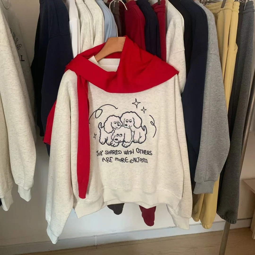 泰迪毛小狗加绒卫衣  休闲  百搭  宽松