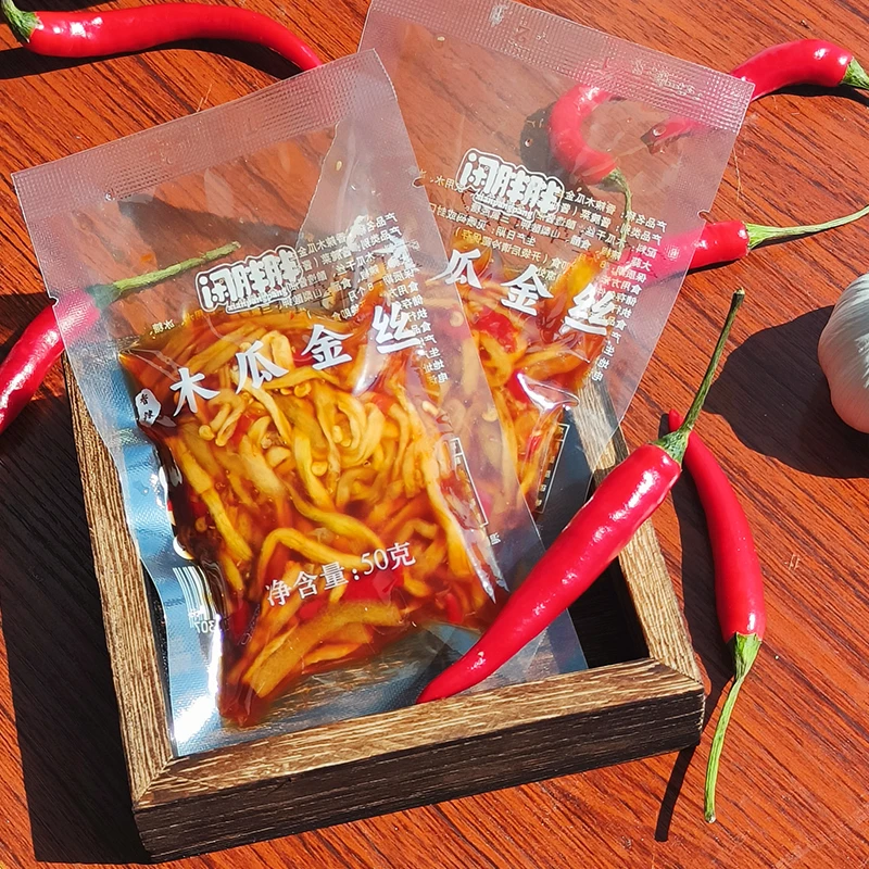 【脆爽香辣木瓜丝50g/5袋/10袋】闲胖胖木瓜酱菜榨菜咸菜下饭菜