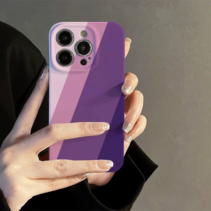 菲林紫色条纹适用苹果15/14promax手机壳iPhone13/8plus/12硬11xr