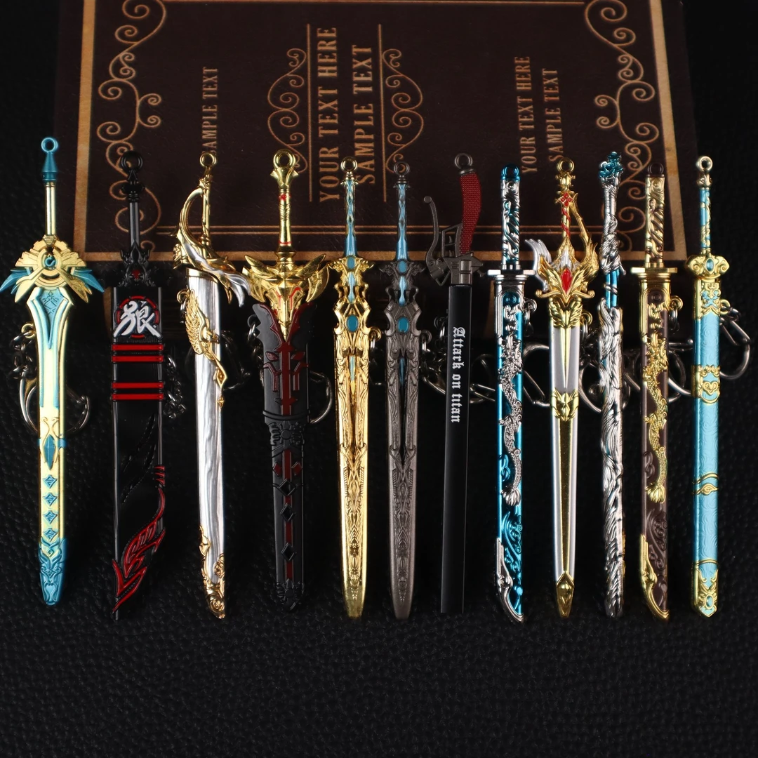 迷你12cm兵器钥匙扣游戏周边太刀金属日代cos通用ins三国武侠国风