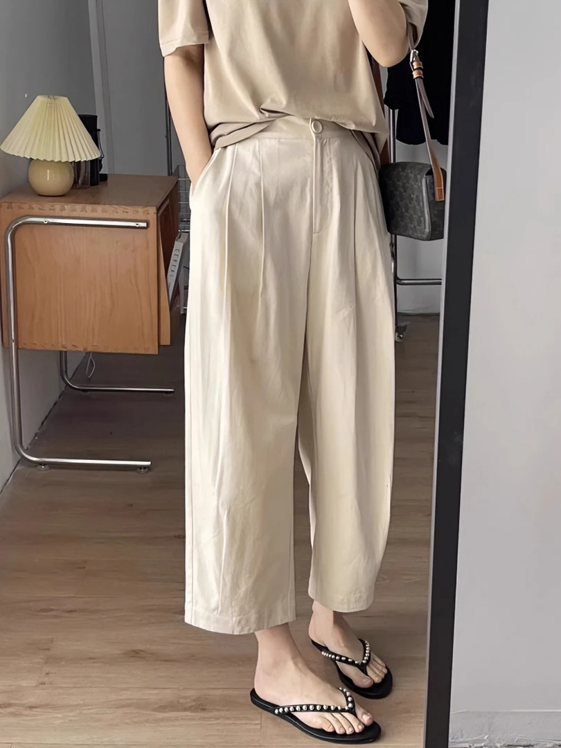 2024夏季薄款大码女装轻薄防晒冰丝九分休闲哈伦裤胖mm显瘦奶奶裤